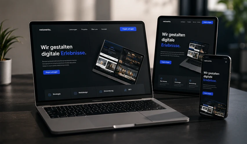 Fertige Website auf Laptop, Tablet und Smartphone